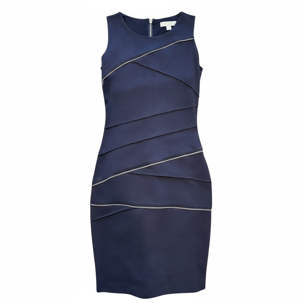 Michael Kors Navy Zip Detail Sheath Dress Size 8